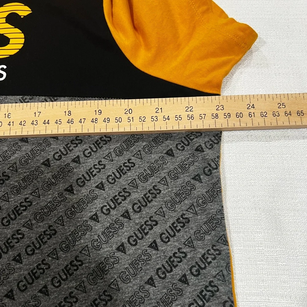 GUESS Men’s Yellow, Black & Gray Colorblock Logo Tee - Picture 4 of 5